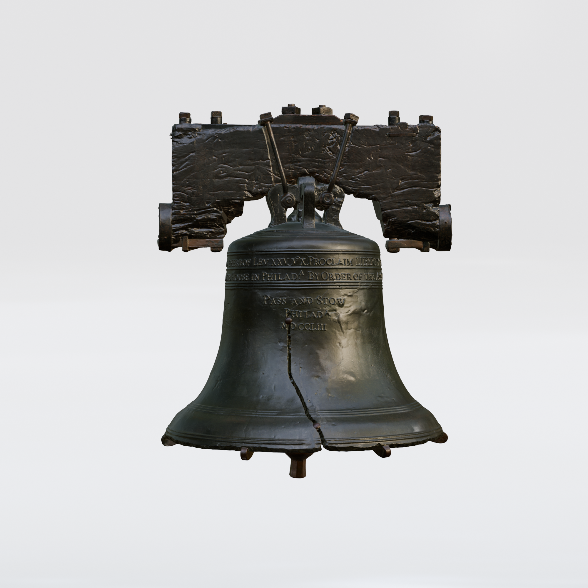 Finished Liberty Bell render with preserved material detail