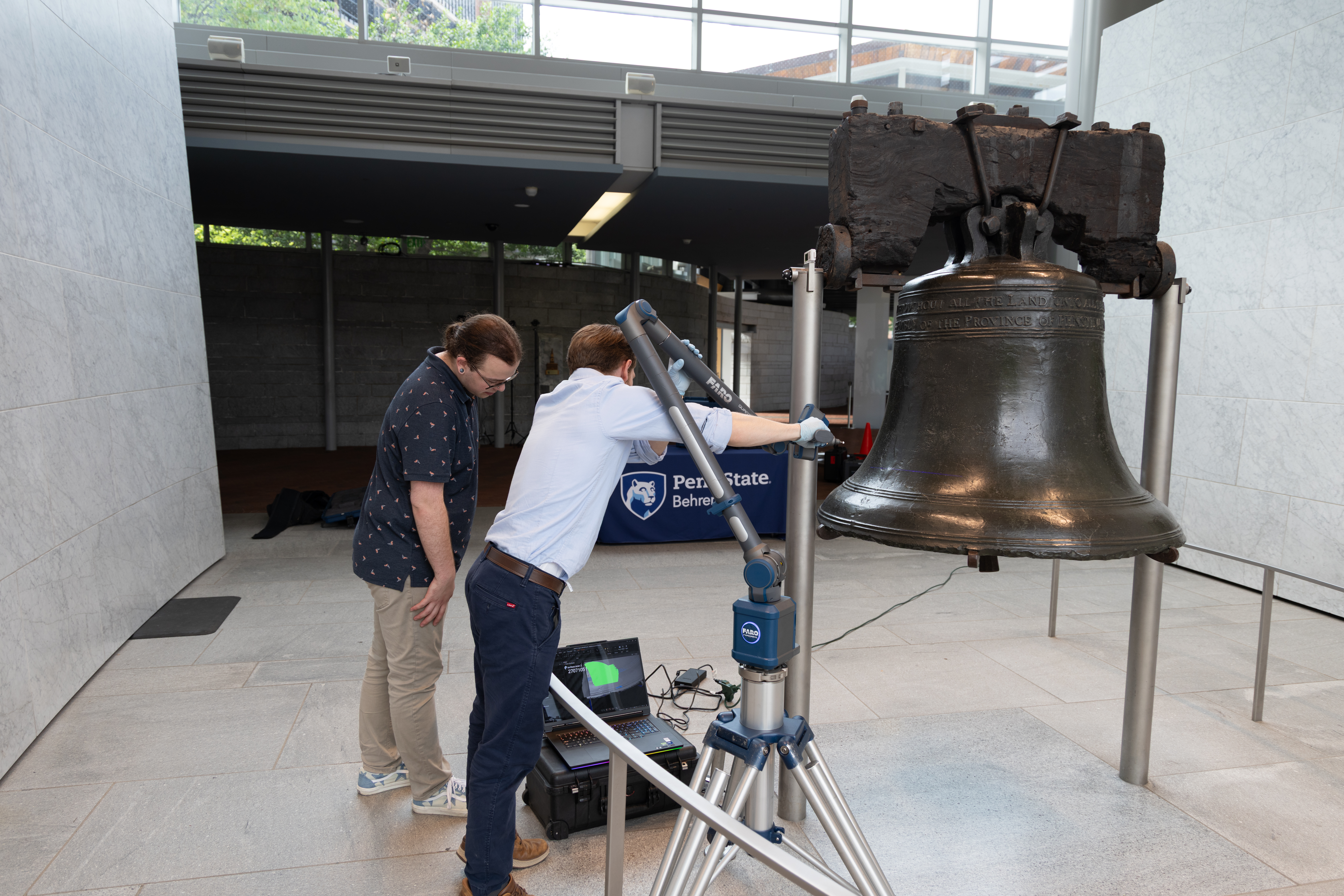 Wide view of the Liberty Bell scan setup